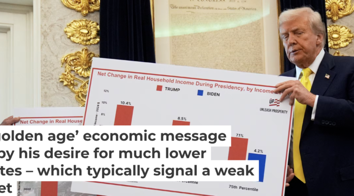 President Donald Trump has said he believes the U.S. economy has entered a ‘golden age’ on his watch. AP Photo/Mark Schiefelbein